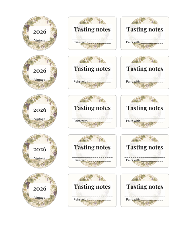 Preview of Printable Wine Neck and Back Labels