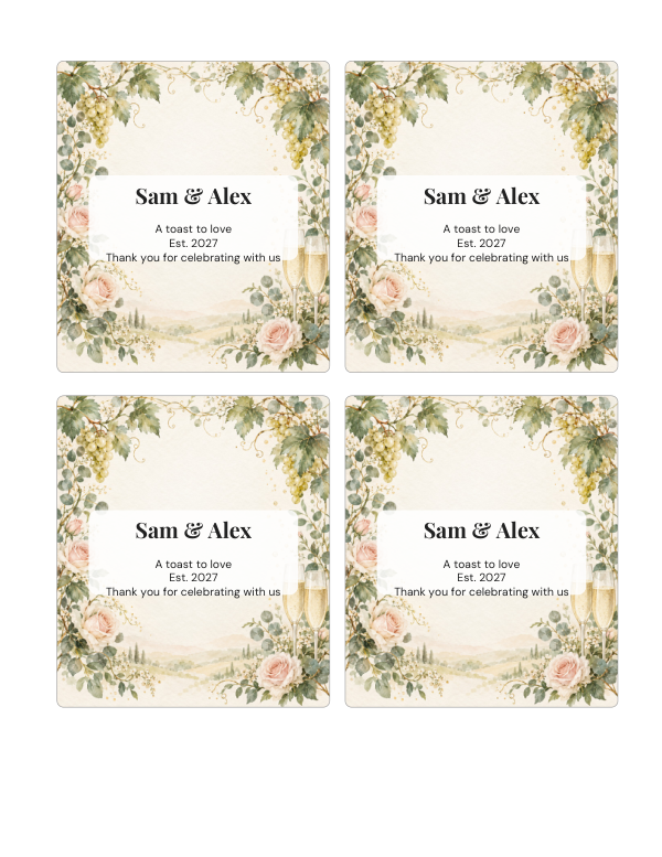 Preview of Printable Wedding Wine Labels